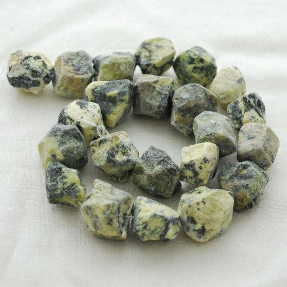 Raw Natural Yellow Turquoise Semi-precious Gemstone Chunky Nugget Beads - approx 13mm - 15mm x 18mm - 22mm - approx 15" long strand