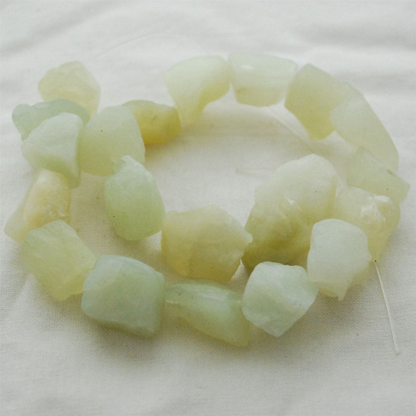 Raw Natural New Jade Semi-precious Gemstone Chunky Nugget Beads - approx 13mm - 15mm x 18mm - 22mm - approx 15" long strand