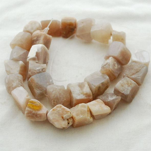 Raw Natural Peach Moonstone Semi-precious Gemstone Chunky Nugget Beads - approx 13mm - 15mm x 18mm - 22mm - approx 15" long strand