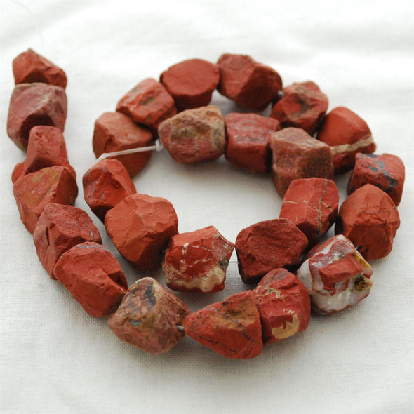 Raw Natural Red Jasper Semi-precious Gemstone Chunky Nugget Beads - approx 13mm - 15mm x 18mm - 22mm - approx 15" long strand
