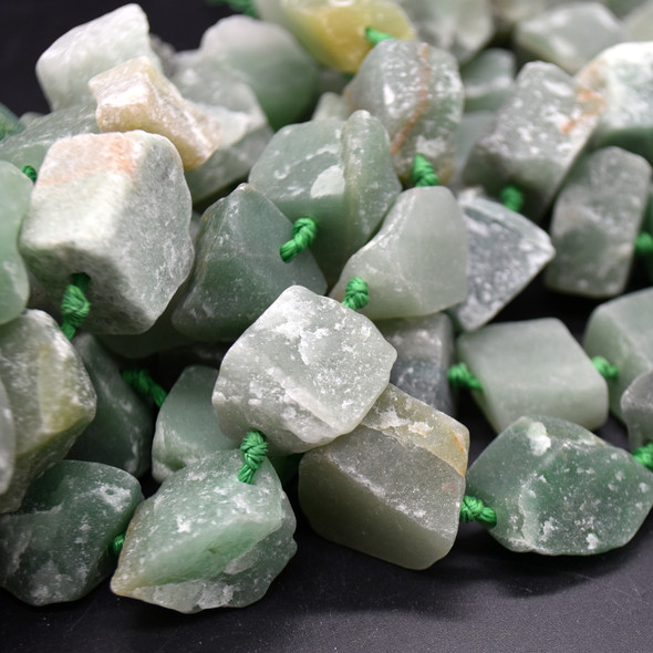 Raw Natural Green Aventurine Semi-precious Gemstone Chunky Nugget Beads - approx 13mm - 15mm x 18mm - 22mm - approx 15" long strand