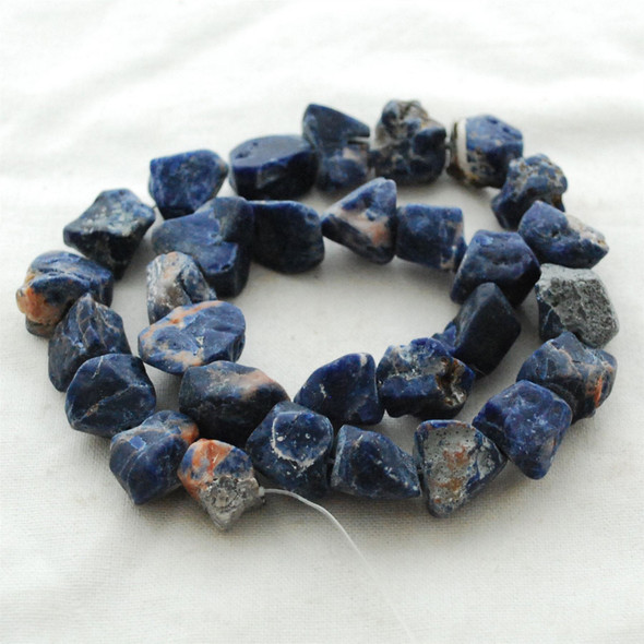 Raw Natural Sodalite Semi-precious Gemstone Chunky Nugget Beads - approx 13mm - 15mm x 18mm - 22mm - approx 15" long strand