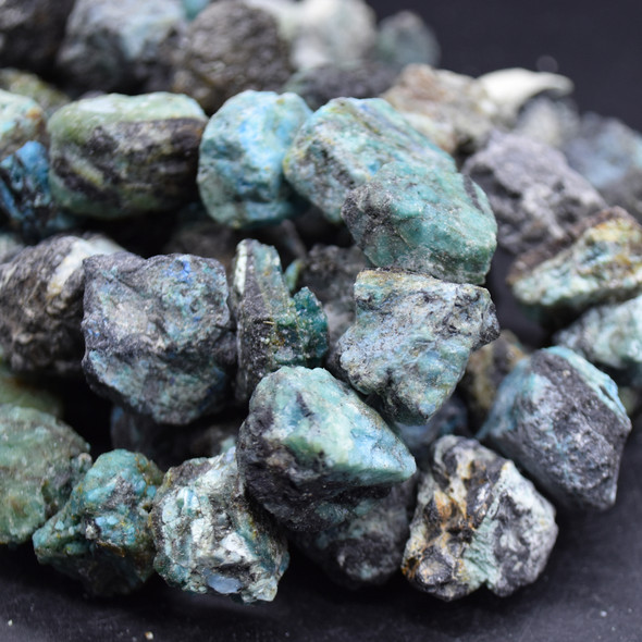 Raw Natural Chrysocolla Semi-precious Gemstone Chunky Nugget Beads - approx 13mm - 15mm x 18mm - 22mm - approx 15" long strand