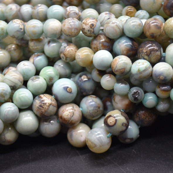 High Quality Grade A Robin's Egg Blue Terra Agate Semi-precious Gemstone Round Beads - 6mm, 8mm, 10mm sizes - Approx 15'' strand