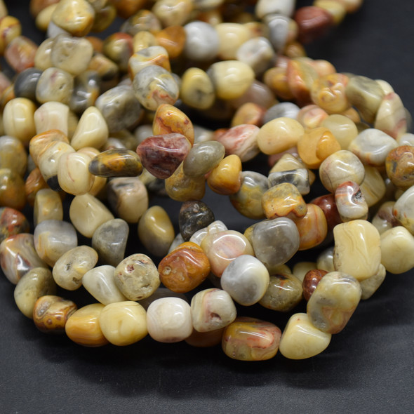 High Quality Grade A Natural Crazy Lace Agate Semi-precious Gemstone Pebble Tumbledstone Nugget Beads - approx 5mm - 8mm - 15" long strand