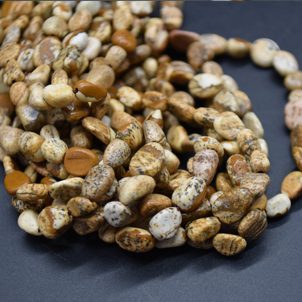 High Quality Grade A Natural Picture Jasper Semi-precious Gemstone Pebble Tumbledstone Nugget Beads - approx 5mm - 8mm - 15" long strand