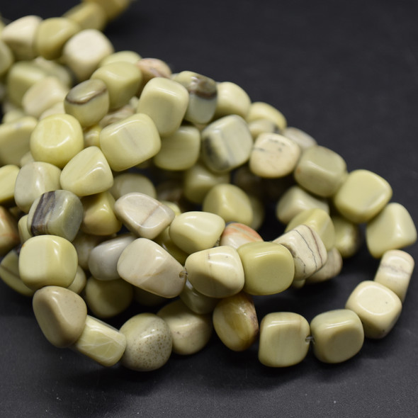 High Quality Grade A Natural Butter Jade Semi-precious Gemstone Pebble Tumbledstone Nugget Beads - approx 7mm - 10mm - 15" long strand
