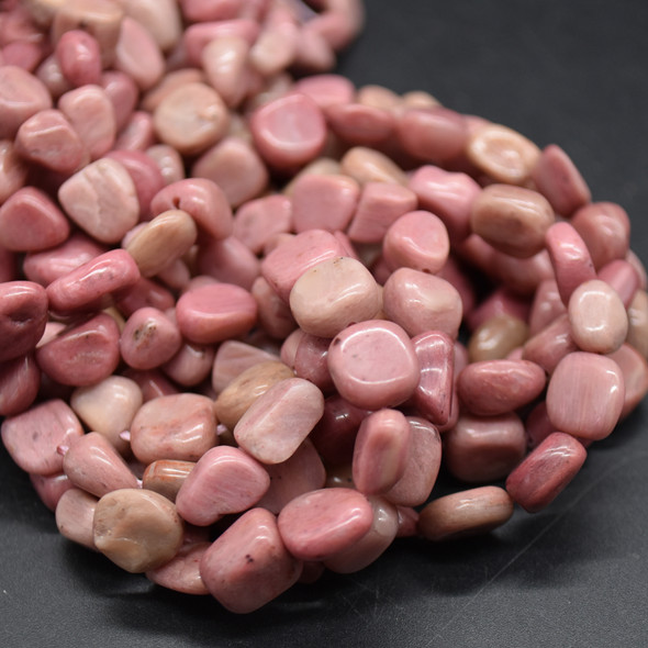 High Quality Grade A Natural Chinese Rhodonite Semi-precious Gemstone Pebble Tumbledstone Nugget Beads - approx 7mm - 10mm - 15" long strand
