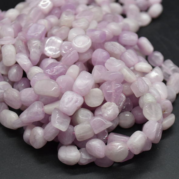 High Quality Grade A Natural Kunzite Semi-precious Gemstone Pebble Tumbledstone Nugget Beads - approx 7mm - 10mm - 15" long strand