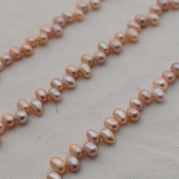 High Quality Grade A Natural Freshwater Rice Pearl Beads - Top Drilled - Pink Purple - approx 4mm - 5mm x 6mm - 8mm - 14" long