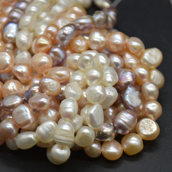 Natural Freshwater Baroque Pebble Nugget Pearl Beads - White Peach Orange Pink Purple - approx 7mm - 9mm - 14" long