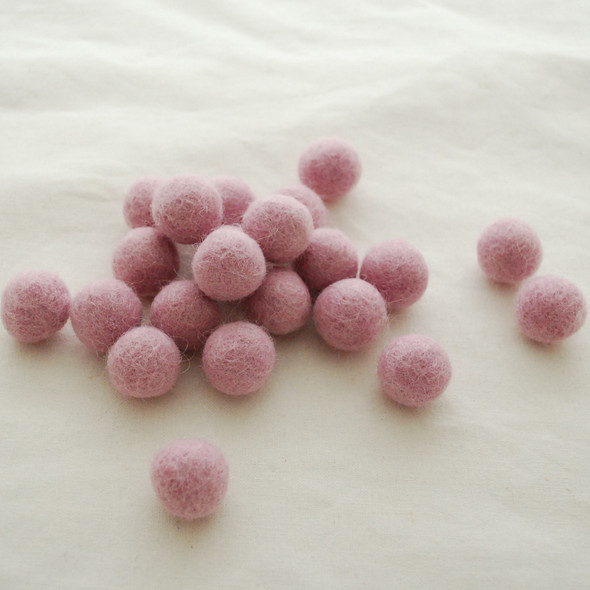 100% Wool Felt Balls - 1.5cm - Limited colour - Orchid Pink - 25 Count / 100 Count