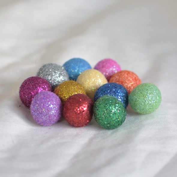 100% Wool Felt Glitter Balls - 12 Count - 2cm -  Pick and Mix Colours