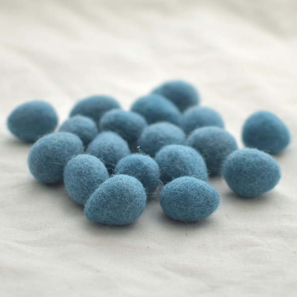 100% Wool Felt Eggs / Raindrops - 10 Count - Dress Blue