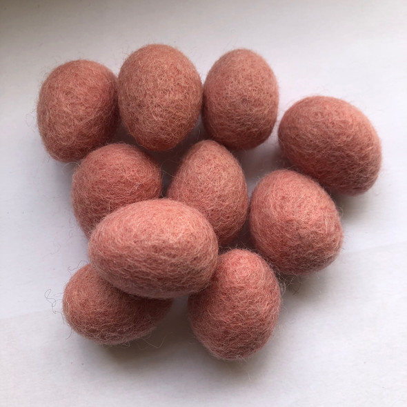 100% Wool Felt Raindrops / felt eggs - 10 Count - approx 27mm x 33mm - Dusty Rose Pink- Limited