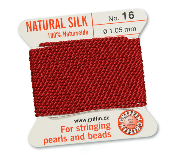 GRIFFIN 100% Natural Silk Bead Cord / String / Thread for stringing Pearls or Beads - Garnet - choose from 13 Sizes - 3 Packs