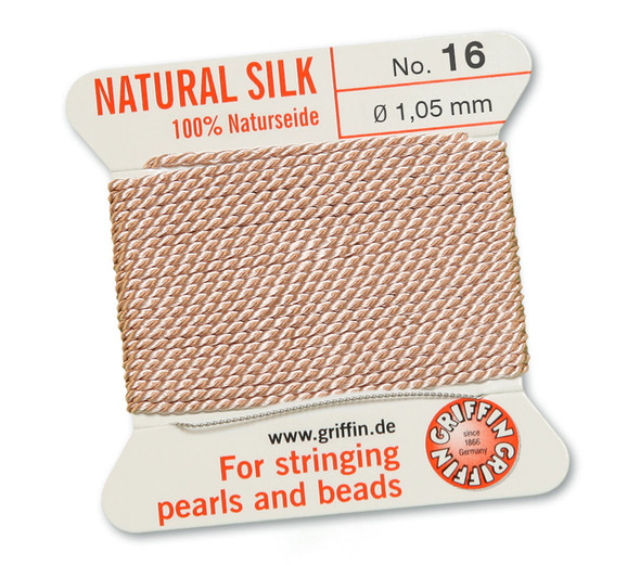 GRIFFIN 100% Natural Silk Bead Cord / String / Thread for stringing Pearls or Beads - Light Pink - choose from 13 Sizes - 5 Packs