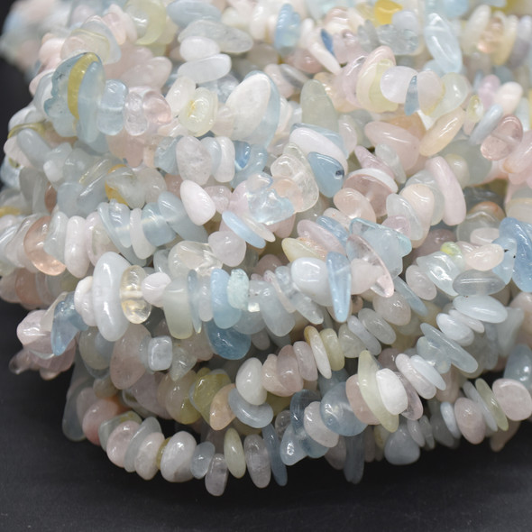 High Quality Grade A Natural Morganite / Beryl Semi-precious Gemstone Chips Nuggets Beads - 5mm - 8mm, approx 32" Strand