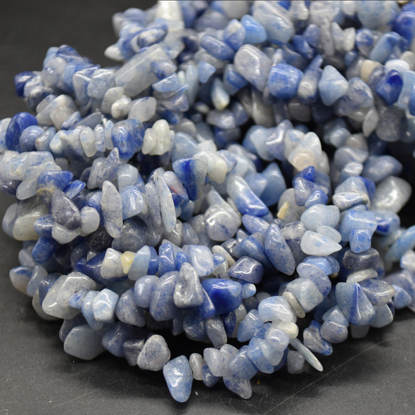 High Quality Grade A Natural Blue Aventurine Semi-precious Gemstone Chips Nuggets Beads - 5mm - 8mm, approx 32" Strand