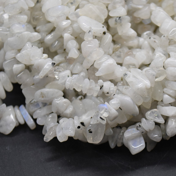 High Quality Grade A Natural Moonstone Semi-precious Gemstone Chips Nuggets Beads - 5mm - 8mm, approx 32" Strand