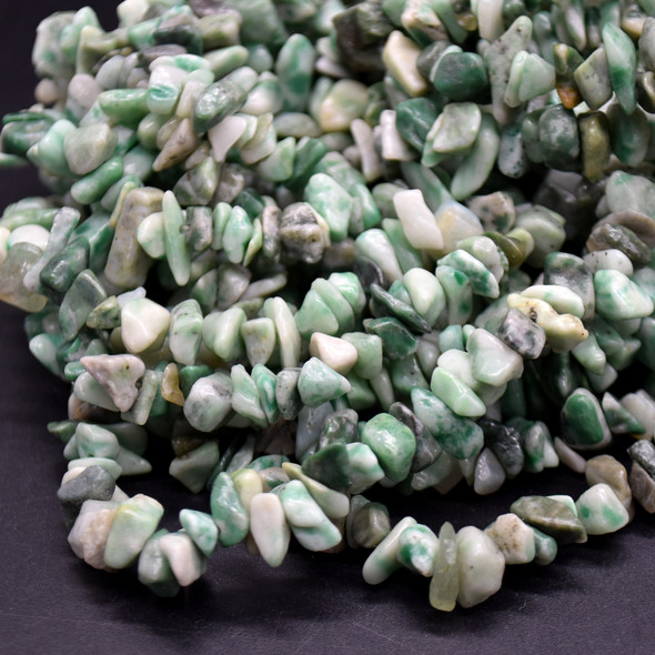 High Quality Grade A Natural Qinghai Jade Semi-precious Gemstone Chips Nuggets Beads - 5mm - 8mm, approx 32" Strand