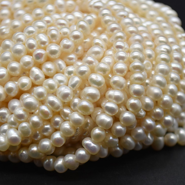 Natural Freshwater Potato Pearl Beads - White - approx 4mm - 5mm - approx 14" long