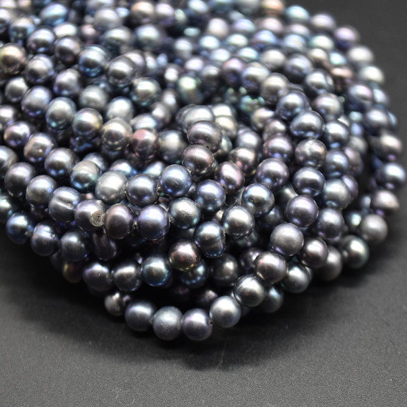 Natural Freshwater Pearl Potato Beads - Rainbow Grey - approx 4mm - 4.5mm - 14.5" long