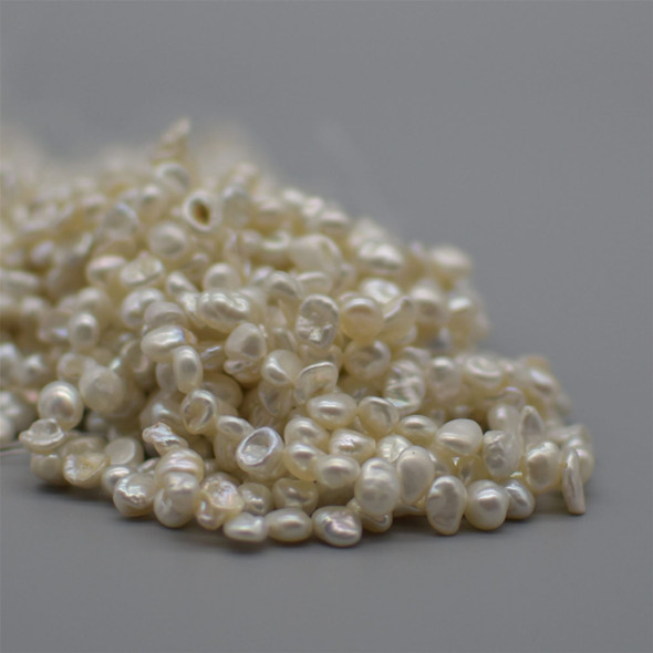 High Quality Grade A Natural White Freshwater Baroque Irregular Nugget Pearl Beads - approx 5mm - 14" long