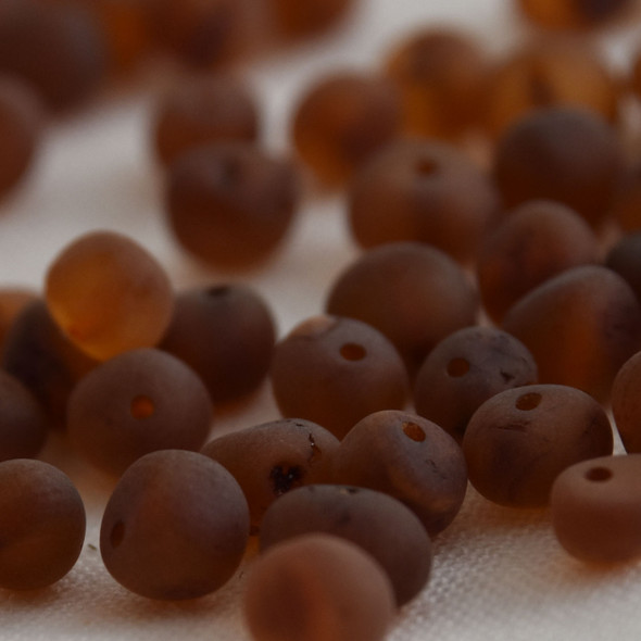 Natural Raw Baltic Amber Nugget Baroque style Beads - 30 loose Raw Amber Beads - 4mm - 7mm - Cognac