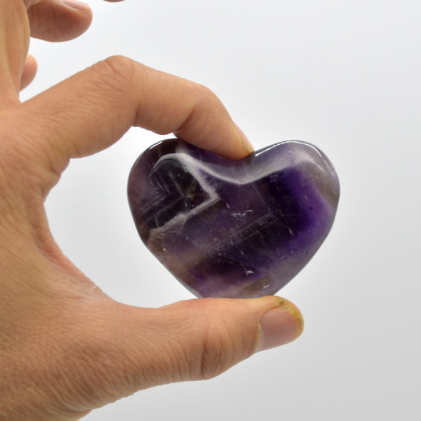 High Quality Natural Banded Amethyst Heart Semi-precious Gemstone Heart - 1 Gemstone Heart - 74 grams - #8