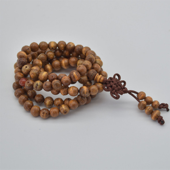 Natural Raw Bodhi Seeds Round Wood Beads - 108 beads - Mala Meditation Prayer Beads - approx 6mm - 8mm