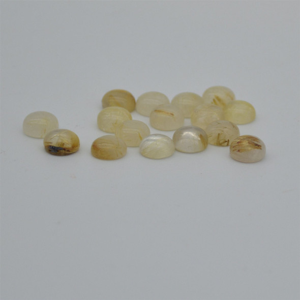 Grade AA Natural Golden Rutilated Quartz Semi-precious Gemstone Round Cabochon - 6mm, 8mm sizes