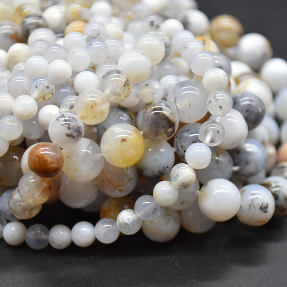 High Quality Grade A Natural Ocean Chalcedony Semi-Precious Gemstone Round Beads - 6mm, 8mm, 10mm sizes - 15" long