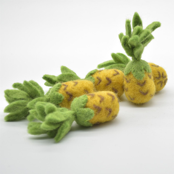 Handmade Wool Felt Pineapple - 3 Count - approx 10cm x  3cm