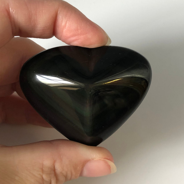 High Quality Natural Rainbow Obsidian Semi-precious Gemstone Heart - 1 Gemstone Heart - 40g - 55g - approx 4.5cm x 4cm #03