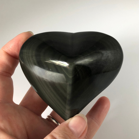 High Quality Natural Rainbow Obsidian Semi-precious Gemstone Heart - 1 Gemstone Heart - 200g - 300g - approx 7cm - 8cm x 6cm-6.5cm #05