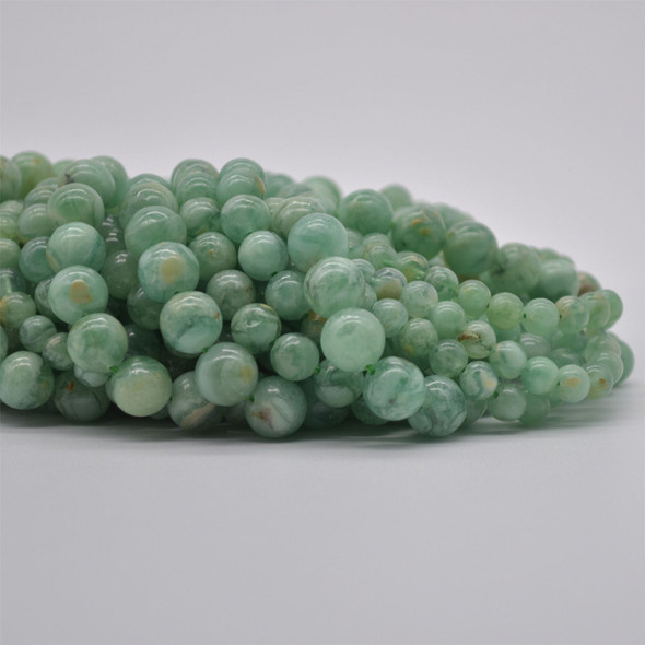 High Quality Grade A Natural Green Quartz Semi-Precious Gemstone Round Beads - 6mm, 8mm, 10mm sizes - 14" long