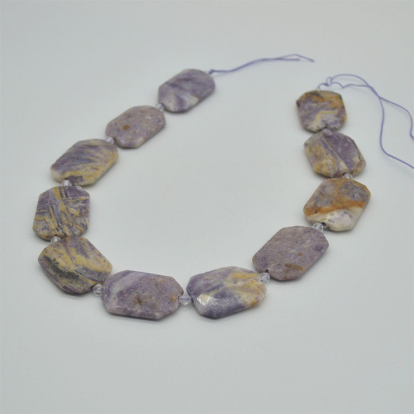 High Quality Grade A Natural Silky Fluorite Semi-precious Gemstone Faceted Large Rectangle Pendant / Beads - approx 15" strand