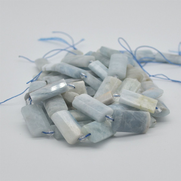 High Quality Grade A Natural Aquamarine Semi-precious Gemstone Pillow / Rectangle / Pendant / Beads - approx 15" strand