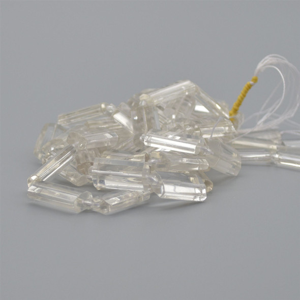 High Quality Grade A Natural Clear Quartz Semi-precious Gemstone Pillow / Rectangle / Pendant / Beads - approx 15" strand