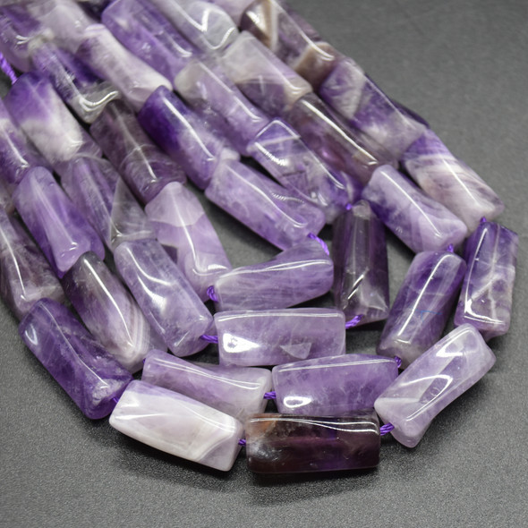 High Quality Grade A Natural Amethyst Semi-precious Gemstone Twisted Tube Beads - approx 15" strand