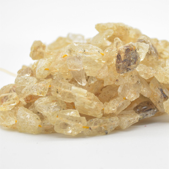 Raw Natural Yellow Topaz Semi-precious Gemstone Small Nugget Beads - approx 8mm x 10mm  - approx 16" long strand
