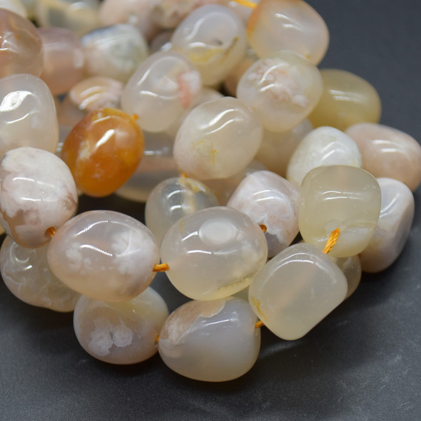 Natural Flower Agate Semi-precious Gemstone Large Nugget Beads - approx 12mm - 16mm x 10mm - 12mm - 15" long