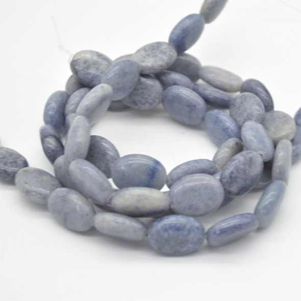 High Quality Grade A Natural Blue Aventurine Semi Precious Gemstone Oval Beads - 16mm x 12mm - Approx 15" strand