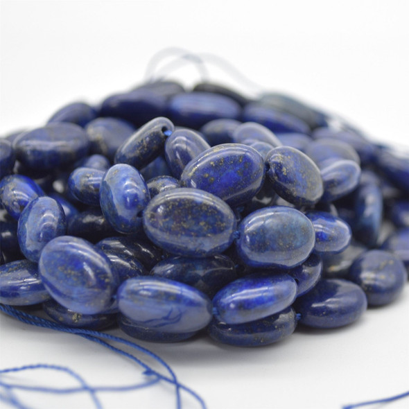 High Quality Grade A Natural Lapis Lazuli Semi Precious Gemstone Oval Beads - 14mm x 10mm - approx 15" strand