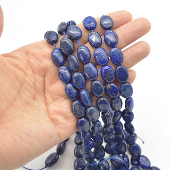 High Quality Grade A Natural Lapis Lazuli Semi Precious Gemstone Oval Beads - 16mm x 12mm - approx 15" strand