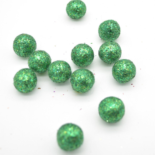 Glitter Felt Balls - 1.4cm - 1.5cm - 12 Count - Dark Green