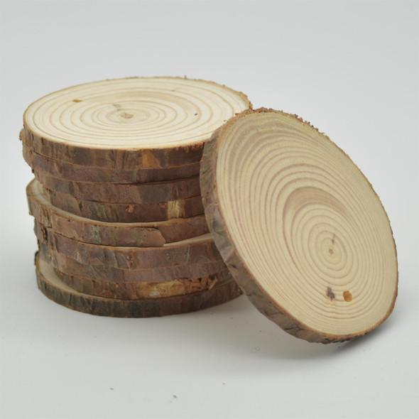 Pine Wood log Slice - Pre-drilled hole - 20 Count - 6cm - 8cm