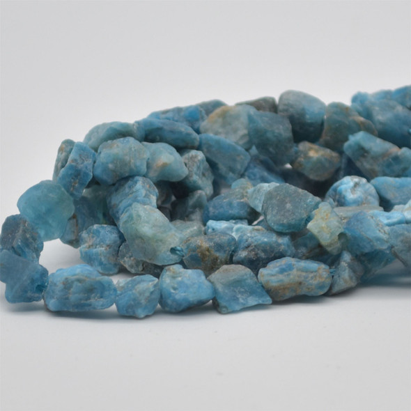 Raw Hand Polished Natural Apatite Semi-precious Gemstone Nugget Beads - approx 7mm - 8mm x 9mm - 10mm - approx 15" strand