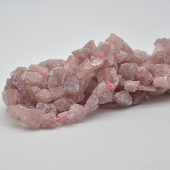 Raw Hand Polished Natural Strawberry Quartz Semi-precious Gemstone Nugget Beads - approx 7mm - 8mm x 8mm - 10mm - approx 15" strand